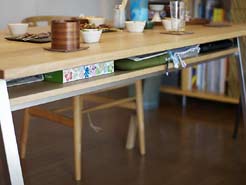 Norito Table　ノリト・テーブル　ダイニングテーブル　棚付き　収納例